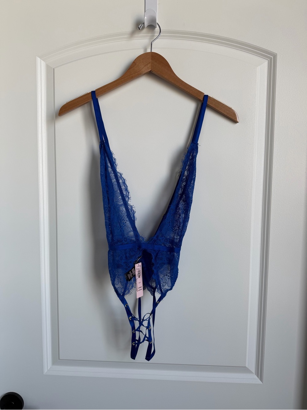 Victoria’s Secret Royal Blue Lace Deep V Teddy Bodysuit